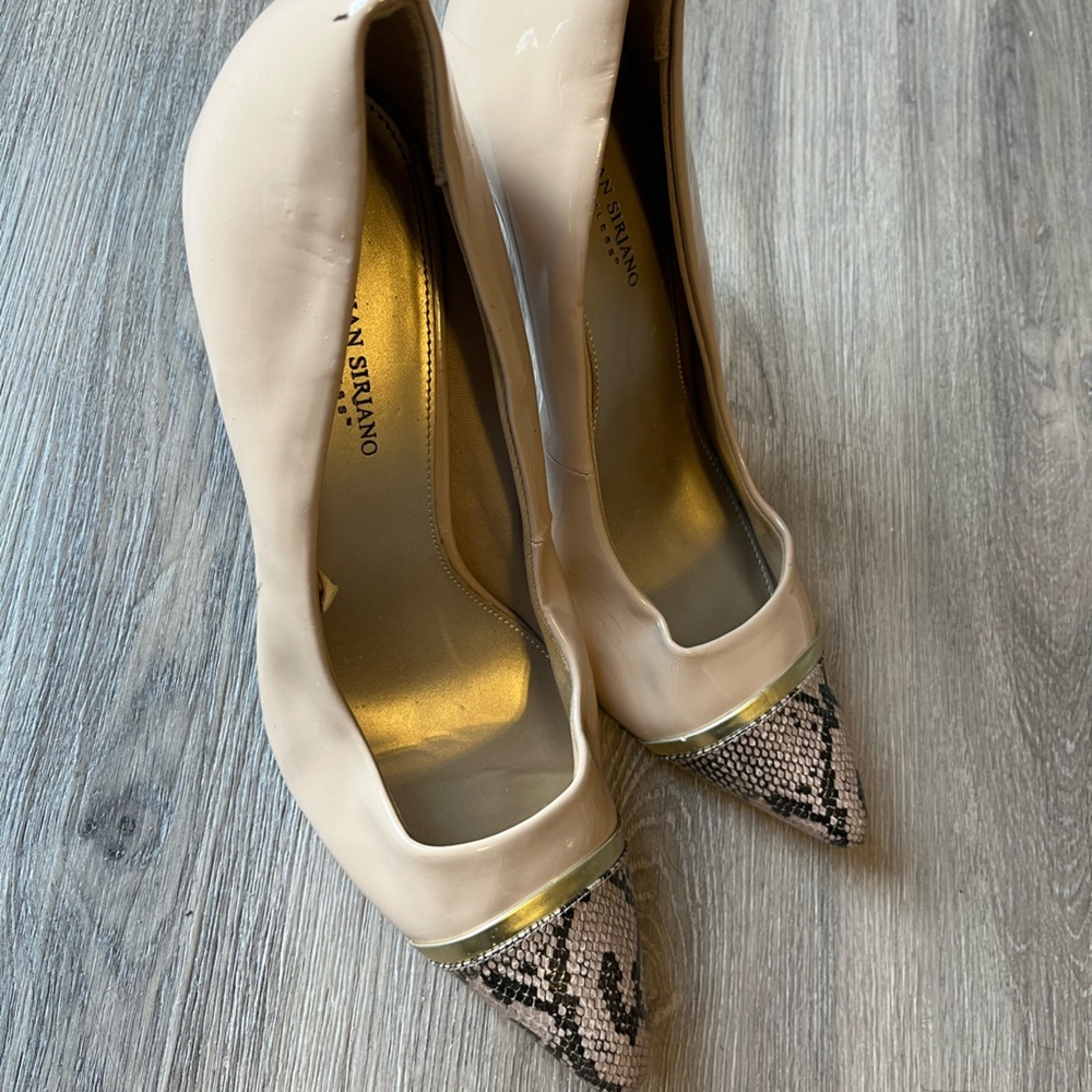 Christian Siriano Snakeskin Pointed Nude Pumps